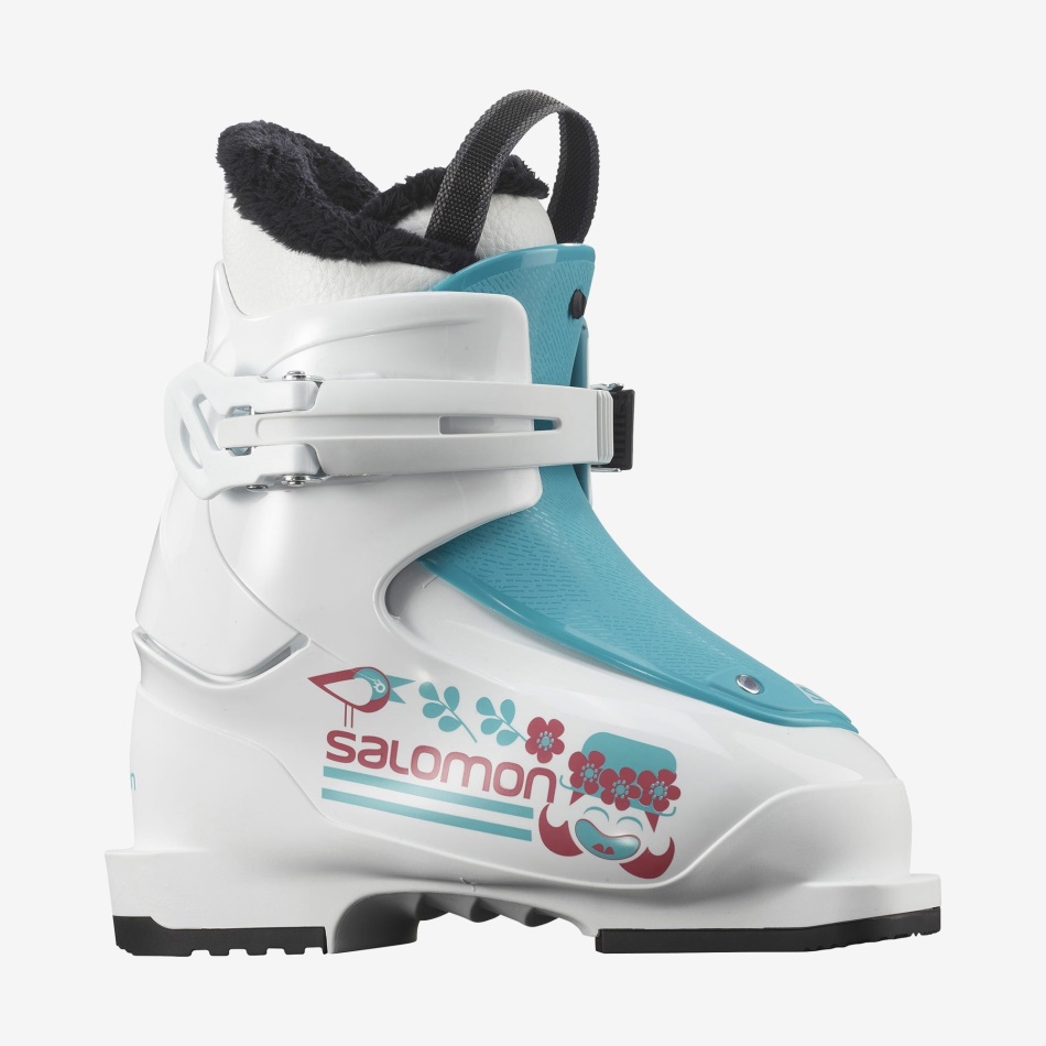 Junior-Kids' On-Piste Boots T1 Girly White-Scuba Blue - Image 1