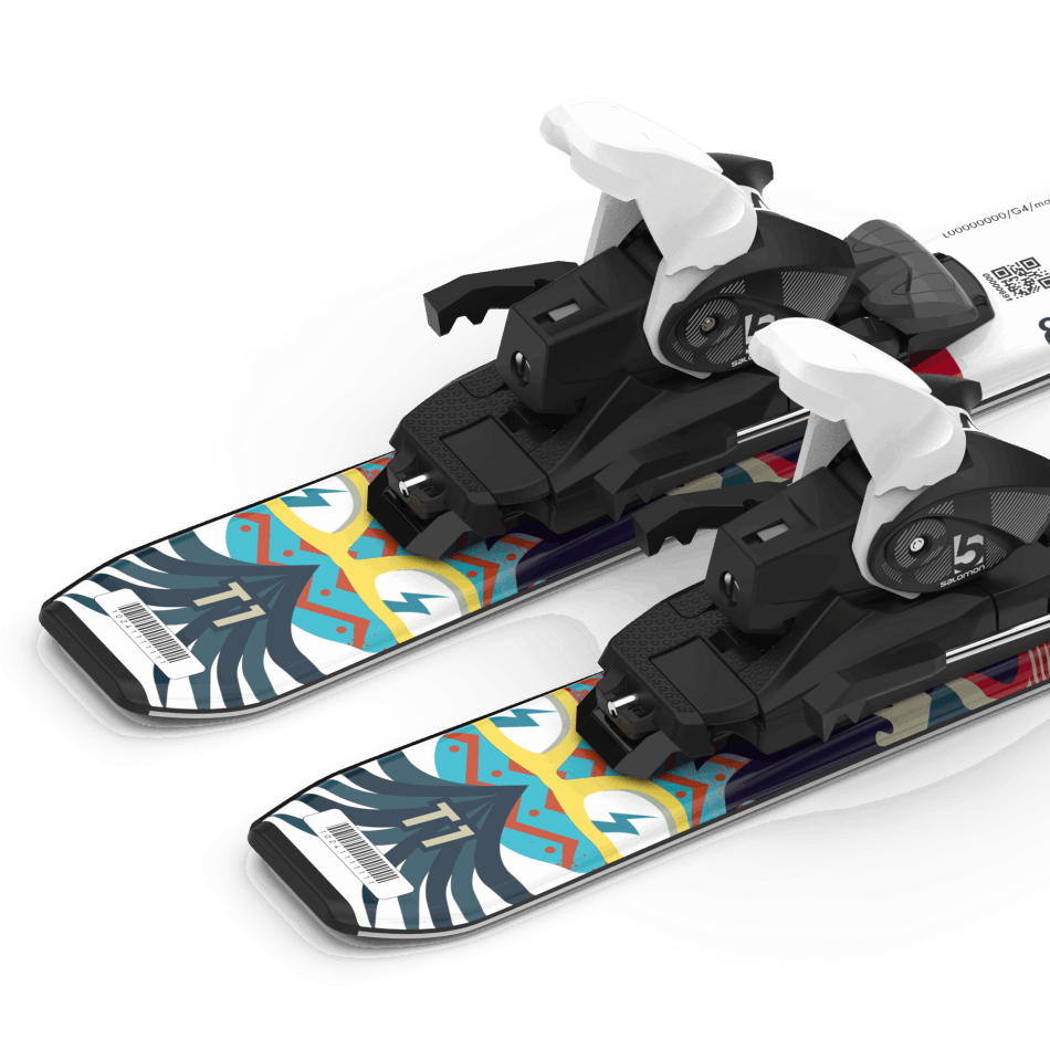 Junior-Kids' On-Piste Ski Package T1 Xs (And C5) White-Multicolor - Image 5