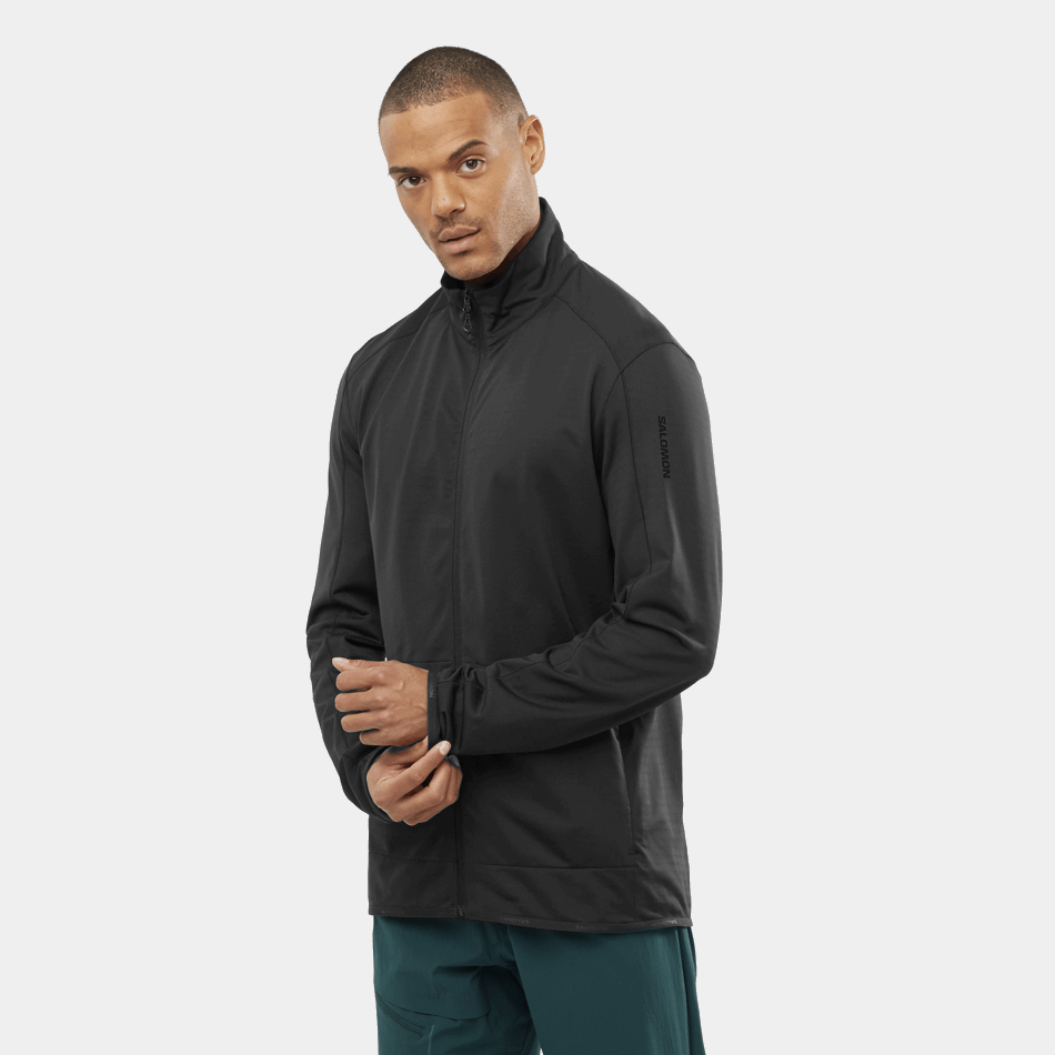 mens_full_zip_midlayer_jacket_essential_lightwarm_deep_black.png Men's Full Zip Midlayer Jacket Essential Lightwarm Deep Black - Image 1
