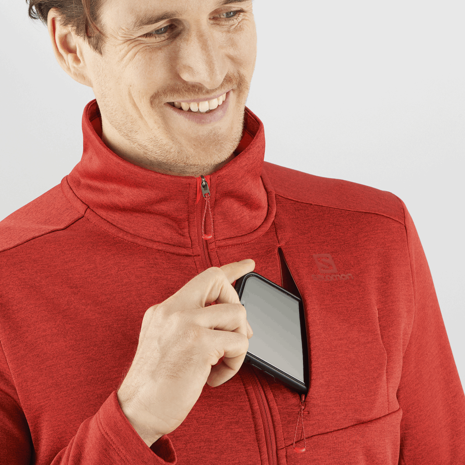 Men's Full Zip Midlayer Jacket Essential Lightwarm Heather Goji Berry-Heather - Image 3