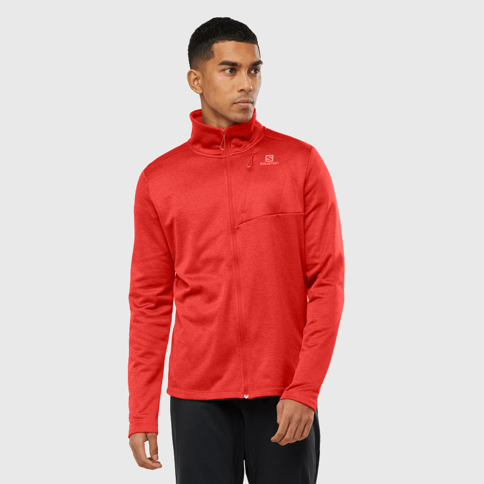 Men's Full Zip Midlayer Jacket Essential Lightwarm Heather Goji Berry-Heather - Image 1
