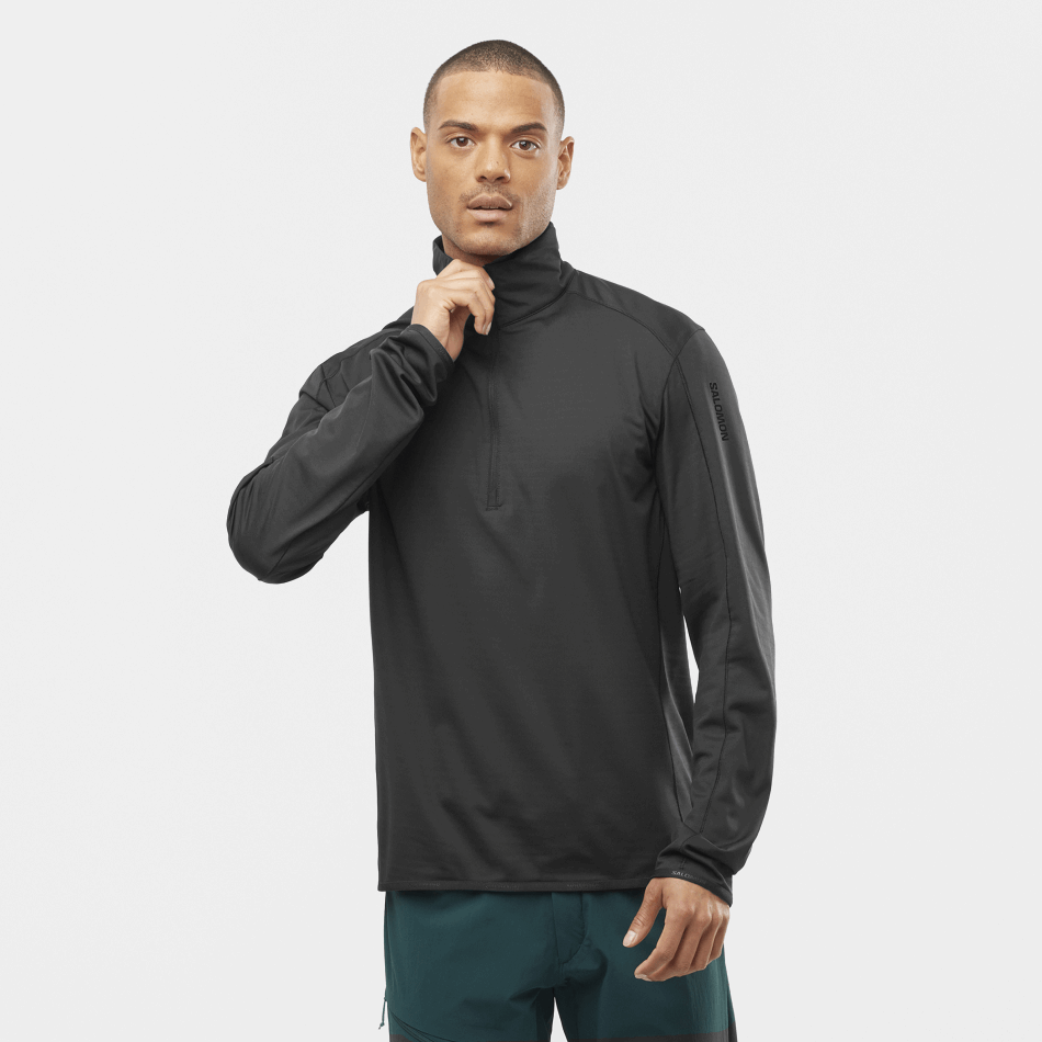 mens_half_zip_midlayer_essential_lightwarm_deep_black.png Men's Half Zip Midlayer Essential Lightwarm Deep Black - Image 1