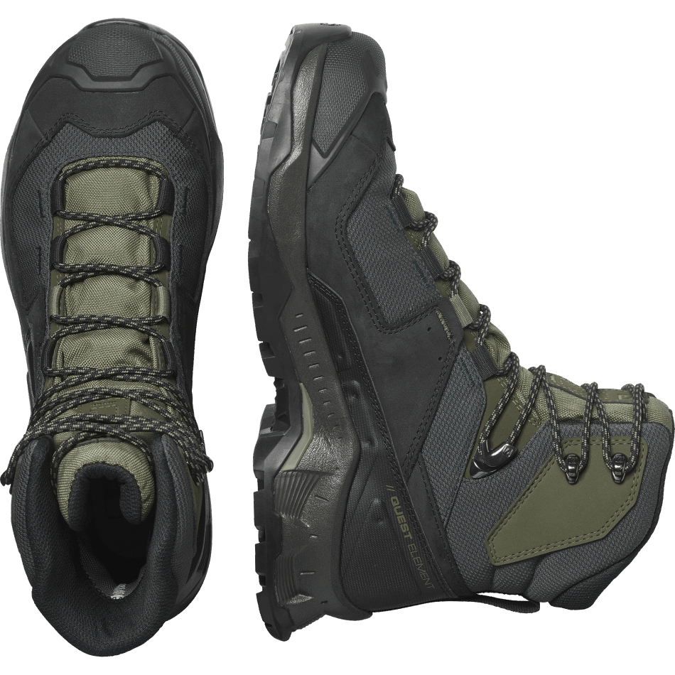 Men's Leather Hiking Boots Quest Element Gore-Tex Black-Green - Image 6