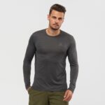 Men's Long Sleeve T-Shirt Outline Black-Heather - Image 2