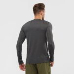 Men's Long Sleeve T-Shirt Outline Black-Heather - Image 3