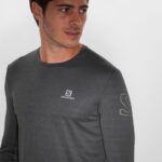 Men's Long Sleeve T-Shirt Outline Black-Heather - Image 4