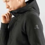 Men's Midlayer Jacket With Hood Essential Warm Fleece Black-Heather - Image 4