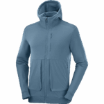 Men's Midlayer Jacket With Hood Essential Warm Fleece Mallard Blue-Heather - Image 4