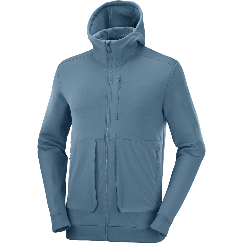 Men's Midlayer Jacket With Hood Essential Warm Fleece Mallard Blue-Heather - Image 4