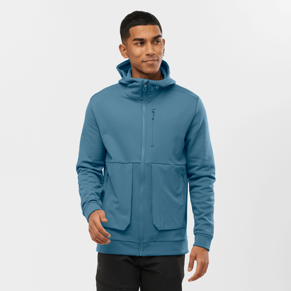 Men's Midlayer Jacket With Hood Essential Warm Fleece Mallard Blue-Heather - Image 1