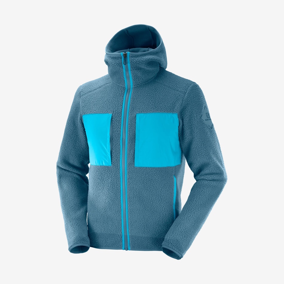 mens_midlayer_jacket_with_hood_essential_warm_teddy_mallard_blue.jpg Men's Midlayer Jacket With Hood Essential Warm Teddy Mallard Blue - Image 1