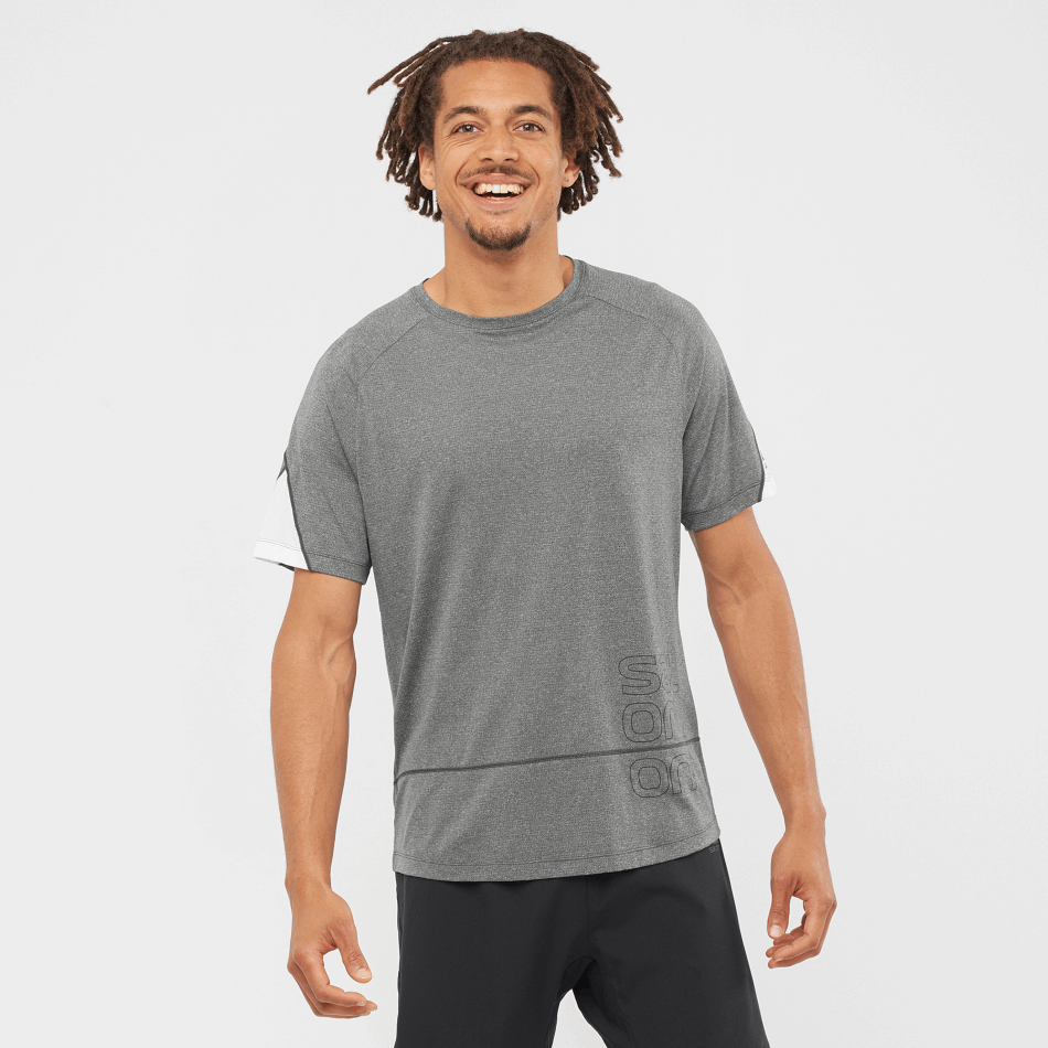 Men's Short Sleeve T-Shirt Cross Run Graphic Black-White - Image 1