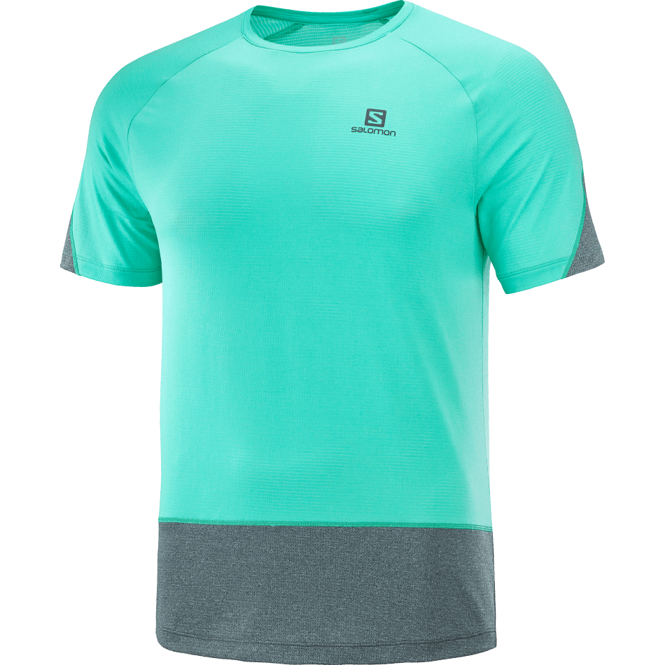 Men's Short Sleeve T-Shirt Cross Run Pool Blue-Black-Heather - Image 4