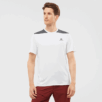 Men's Short Sleeve T-Shirt Outline White-Ebony