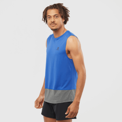 Men's Tank Cross Run Nautical Blue-Black-Heather