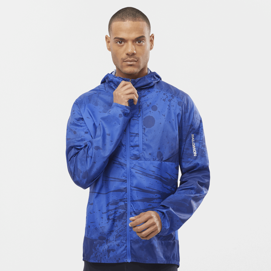 Men's Wind Jacket Hoodie Bonatti Cross Wind Nautical Blue-Ao-Navy Peony - Image 1