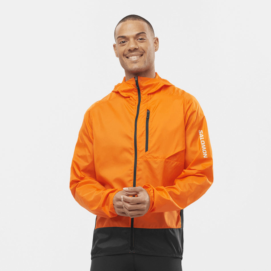 Men's Wind Jacket Hoodie Bonatti Cross Wind Shocking Orange-Black-Nocturne - Image 1