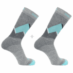 Unisex Socks Outline Crew 2-Pack Medium Grey-Pastel Turquoise