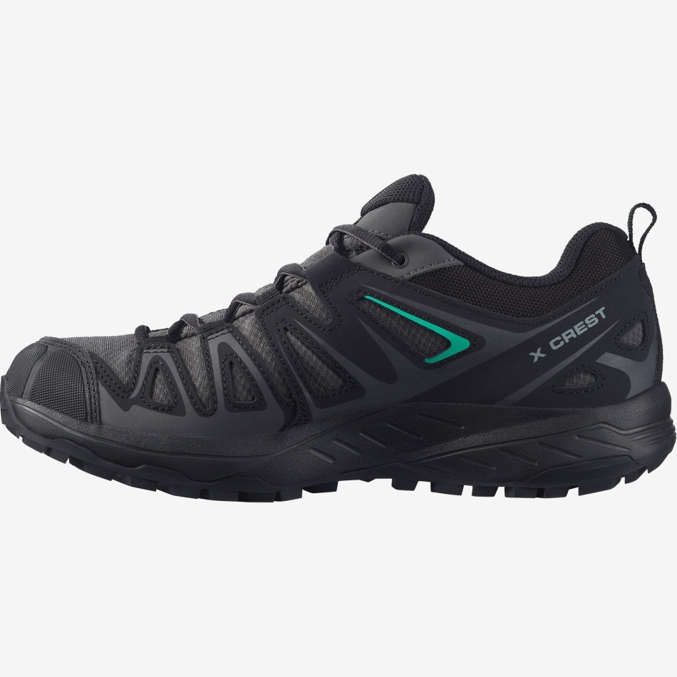 Women-Men's Hiking Shoes X Crest Gore-Tex Magnet-Black-Atlantis - Image 5