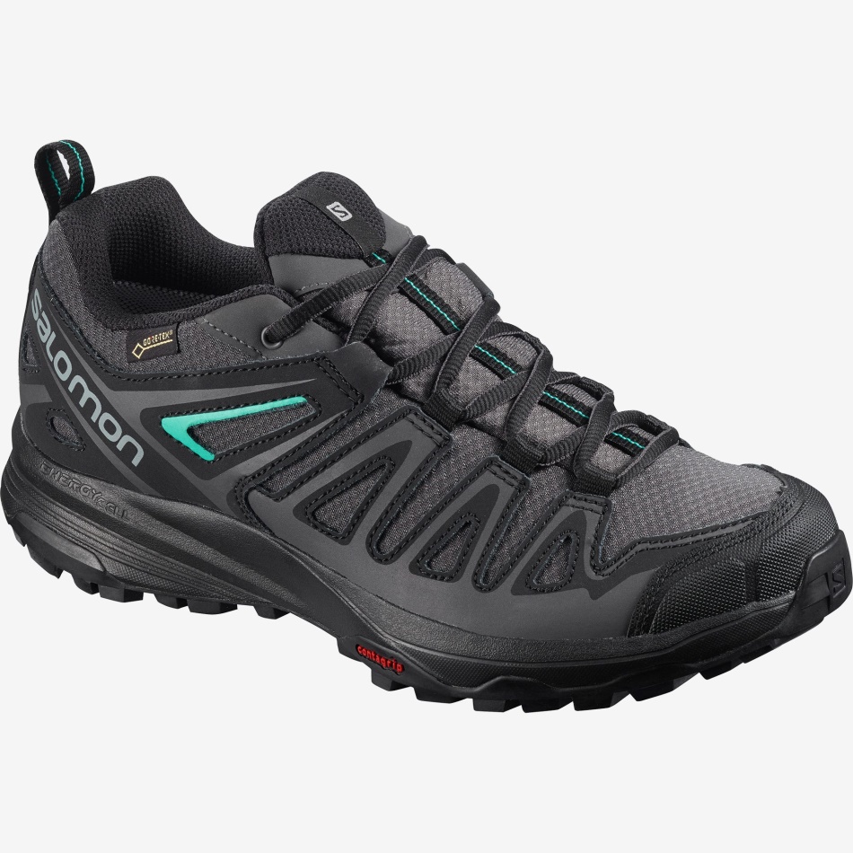 Women-Men's Hiking Shoes X Crest Gore-Tex Magnet-Black-Atlantis - Image 6