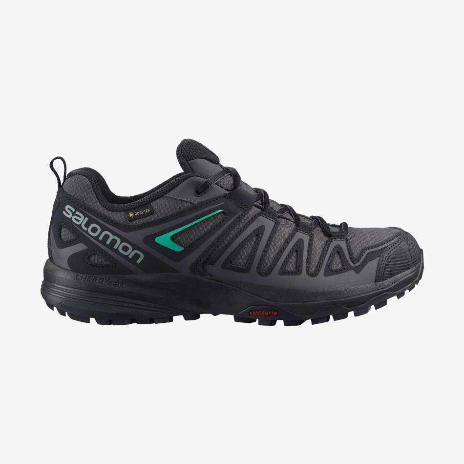 Women-Men's Hiking Shoes X Crest Gore-Tex Magnet-Black-Atlantis - Image 1