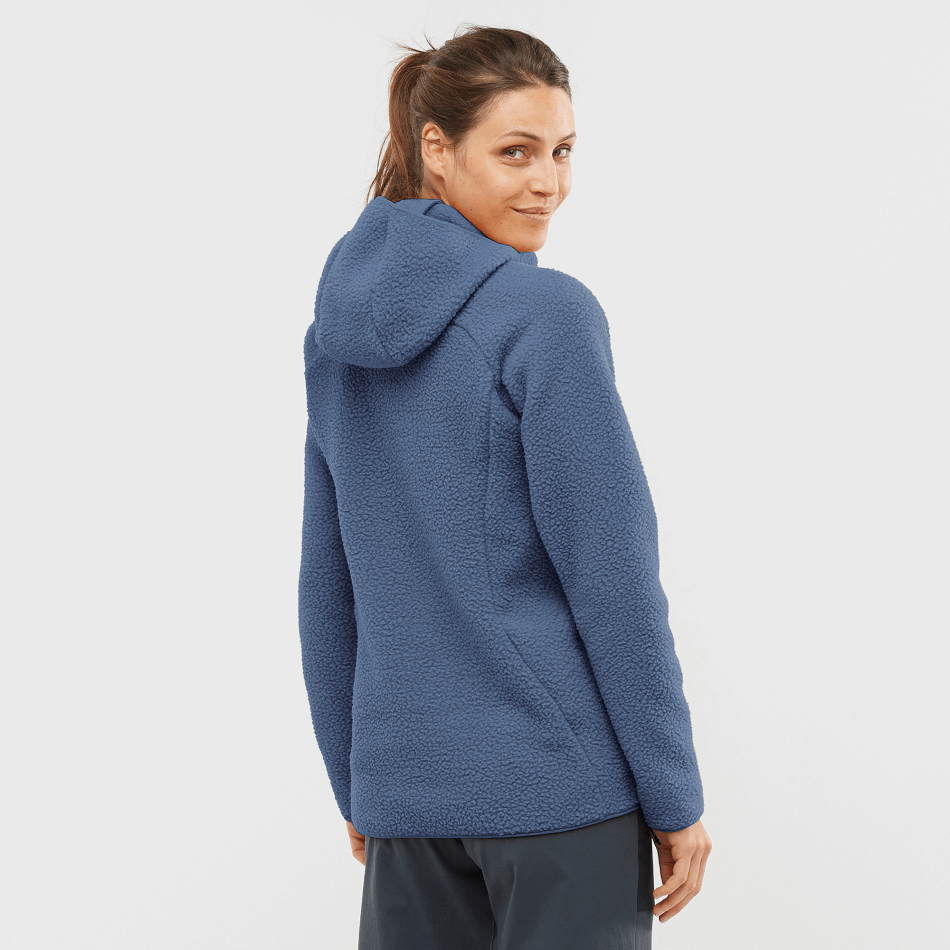 Women's Full Zip Midlayer Jacket Outline Warm Teddy Dark Denim-Heather - Image 2