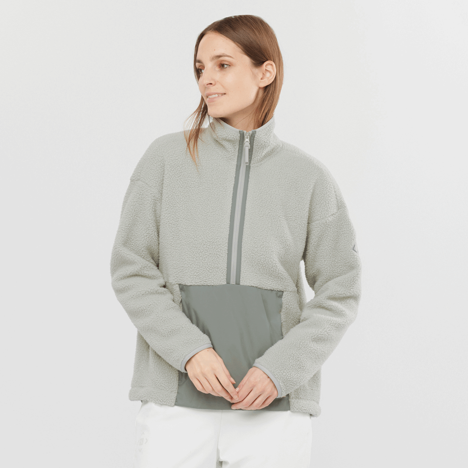 womens_full_zip_midlayer_jacket_snowshelter_teddy_wrought_iron_heather.png Women's Full Zip Midlayer Jacket Snowshelter Teddy Wrought Iron-Heather - Image 1