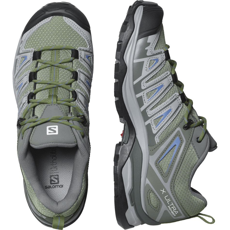 Women's Hiking Shoes X Ultra Pioneer Oil Green-Castor Gray-Blue - Image 6
