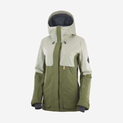 Women's Insulated Jacket Hoodie Proof Light Iron-Olive Night-Sirocco