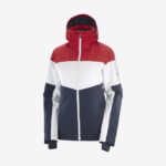 Women's Insulated Jacket Hoodie Slalom Red Chili-White-Night Sky