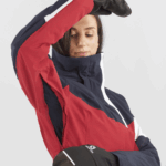 Women's Insulated Jacket Hoodie Speed Red Chili-Night Sky-White - Image 3