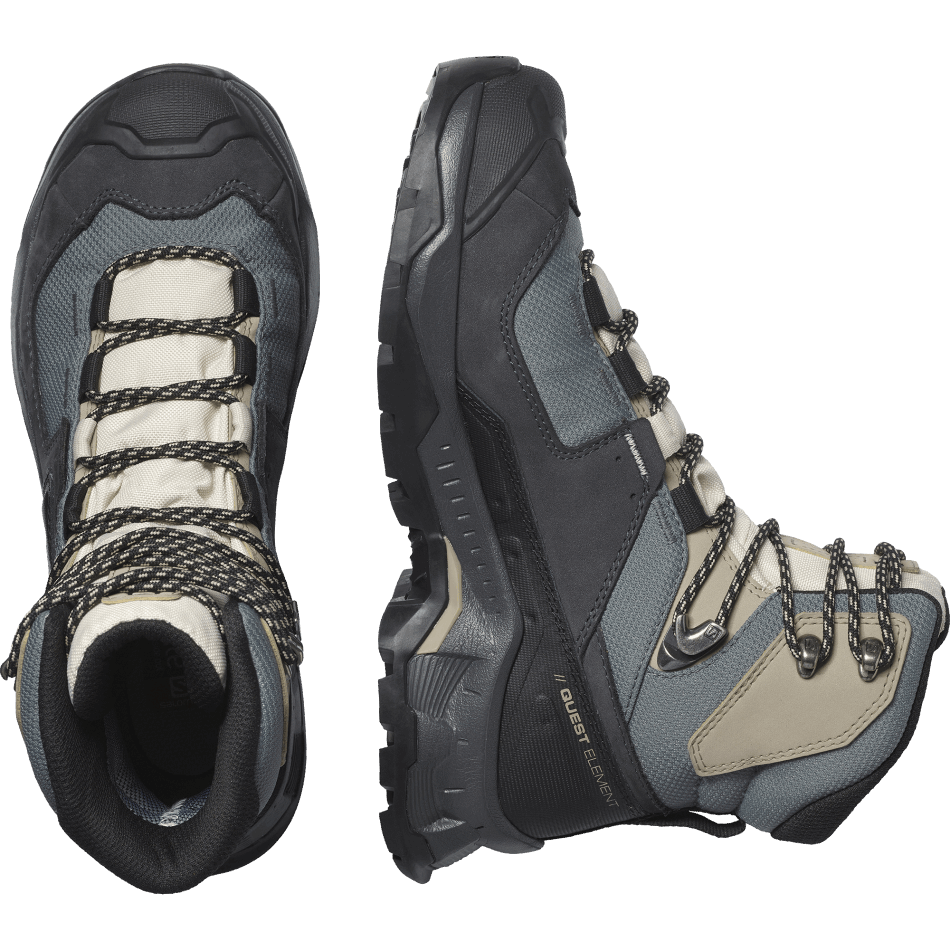 Women's Leather Hiking Boots Quest Element Gore-Tex Ebony-Rainy Day - Image 6