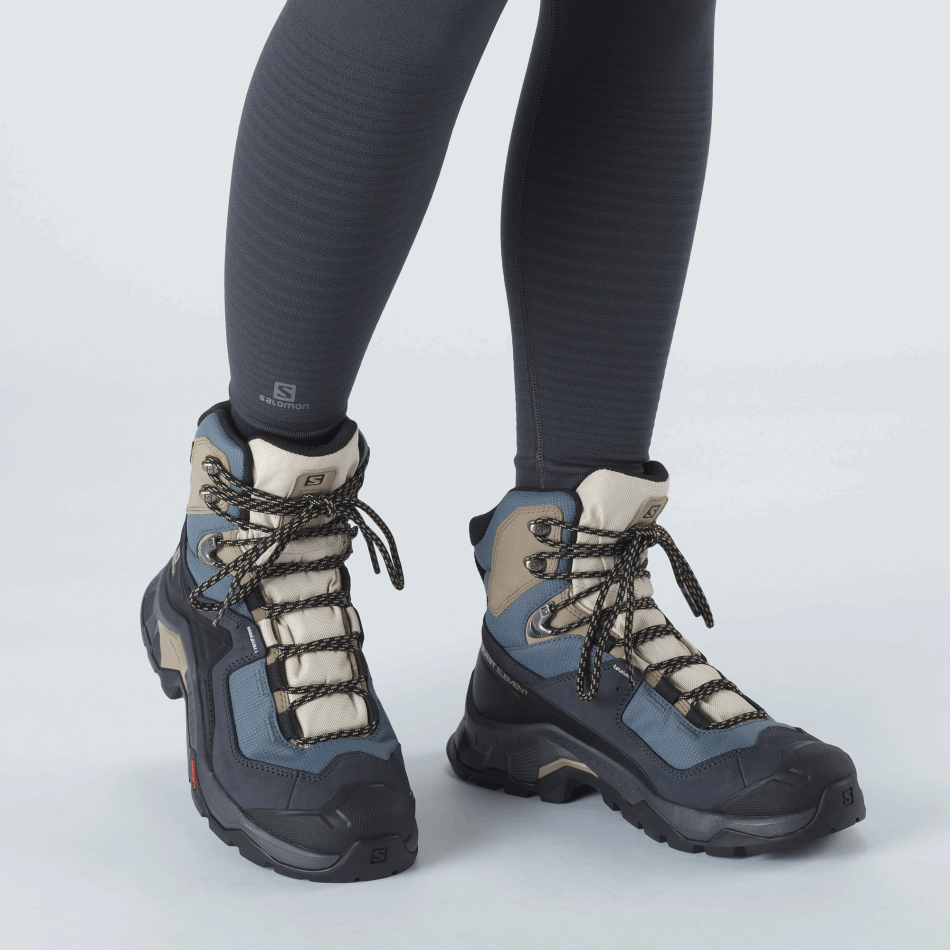 Women's Leather Hiking Boots Quest Element Gore-Tex Ebony-Rainy Day - Image 7