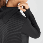 Women's Long Sleeve T-Shirt Hoodie Essential Seamless Black-Ebony - Image 5