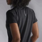 Women's Short Sleeve T-Shirt Cross Run Deep Black - Image 3