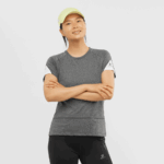 Women's Short Sleeve T-Shirt Cross Run Graphic Black-Heather-White