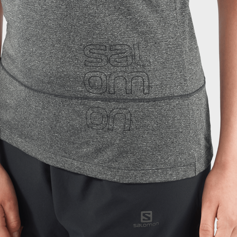 Women's Short Sleeve T-Shirt Cross Run Graphic Black-Heather-White - Image 3