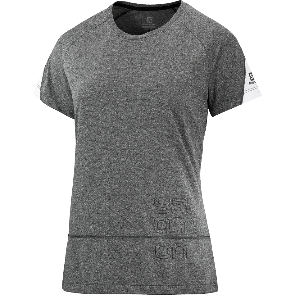 Women's Short Sleeve T-Shirt Cross Run Graphic Black-Heather-White - Image 4