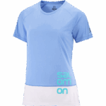 Women's Short Sleeve T-Shirt Cross Run Graphic Provence-White-Pool Blue - Image 4