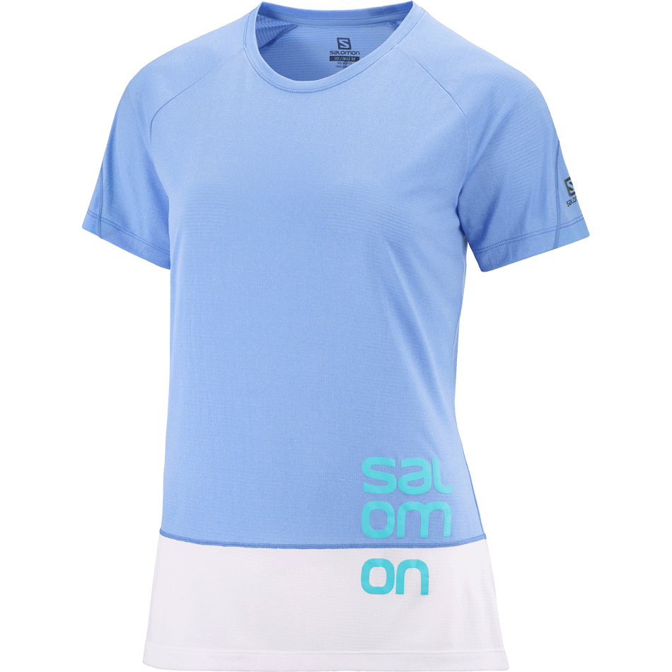 Women's Short Sleeve T-Shirt Cross Run Graphic Provence-White-Pool Blue - Image 4