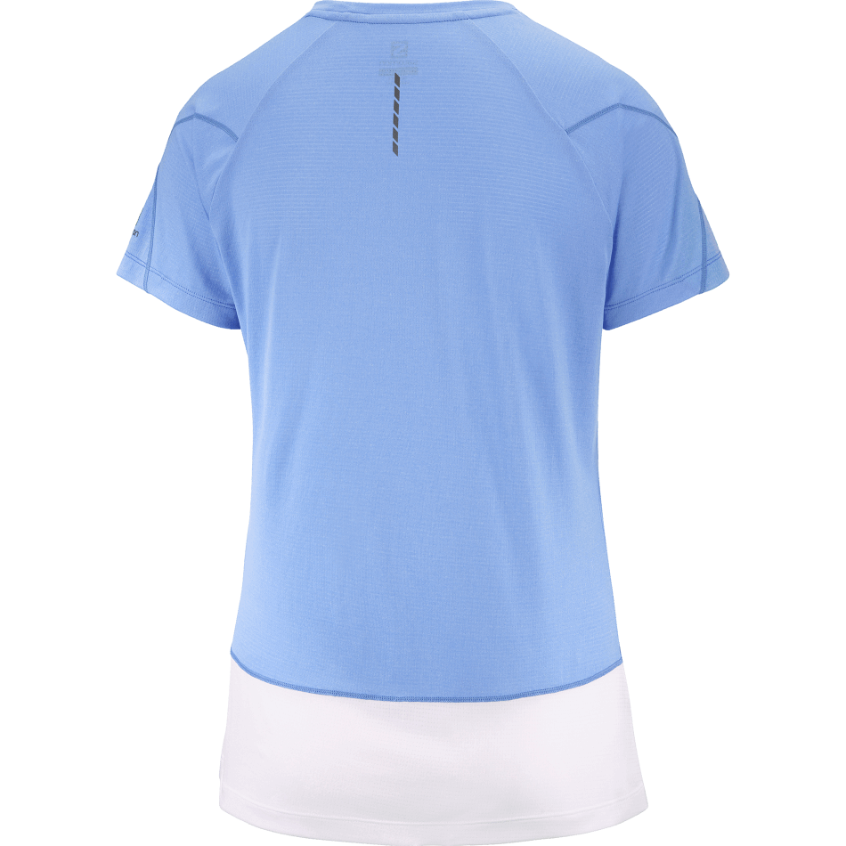 Women's Short Sleeve T-Shirt Cross Run Graphic Provence-White-Pool Blue - Image 5