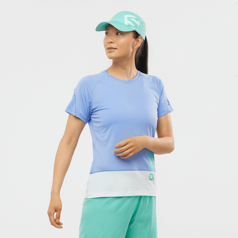 womens_short_sleeve_t_shirt_cross_run_graphic_provence_white_pool_blue.png Women's Short Sleeve T-Shirt Cross Run Graphic Provence-White-Pool Blue - Image 1