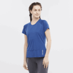 Women's Short Sleeve T-Shirt Cross Run Navy Peony